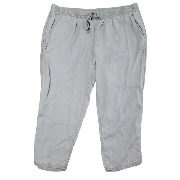 lands end light weight grey draw string cargo pants size 14 - Picture 1 of 5